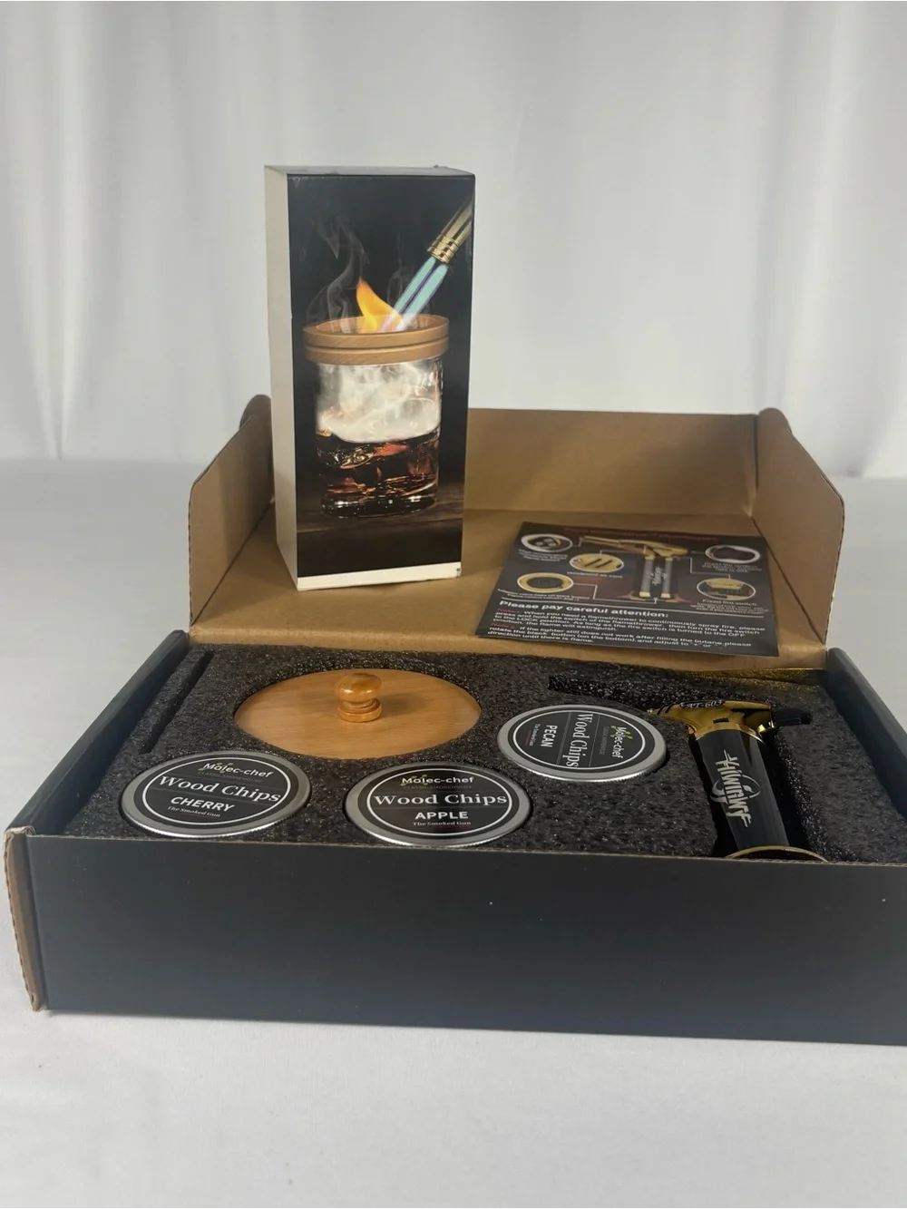 Cocktail Smoker Kit w Torch 6 Wood Chip Flavors Whiskey Bourbon Old Fashioned
